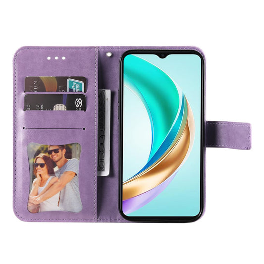 Honor X6b 4G / Honor X6c 4G Handyhülle – X6b 4G-, Blumenmuster, PU-Leder, Brieftaschenständer
