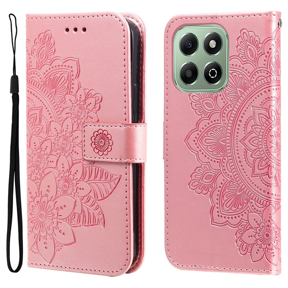 For Honor X6c 4G / X6b 4G Case Floral Pattern PU Leather Wallet Stand Phone Cover