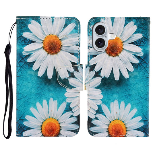 iPhone 16 Wallet-Hülle – Musterdruck, mit Ständer & Riemen
