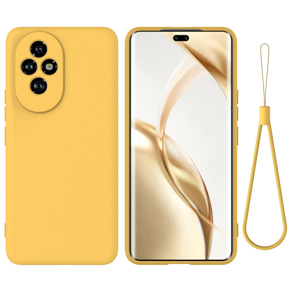 For Honor 200 Pro 5G Case Liquid Silicone Anti-scratch Phone Cover with Hand Strap
