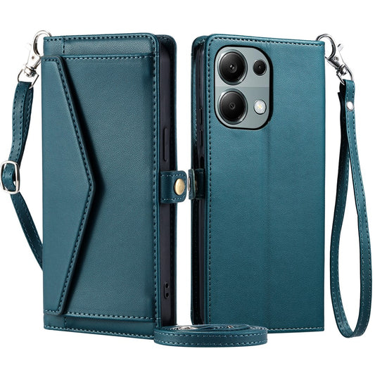 Xiaomi Redmi Note 13 Pro 4G / Xiaomi Poco M6 Pro 4G Handyhülle – Redmi Note 13 Pro 4G Lederhülle, Brieftaschenständer, mit Riemen