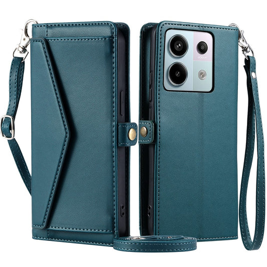 For Xiaomi Poco X6 5G / Redmi Note 13 Pro 5G Leather Case Wallet Stand Phone Cover with Straps