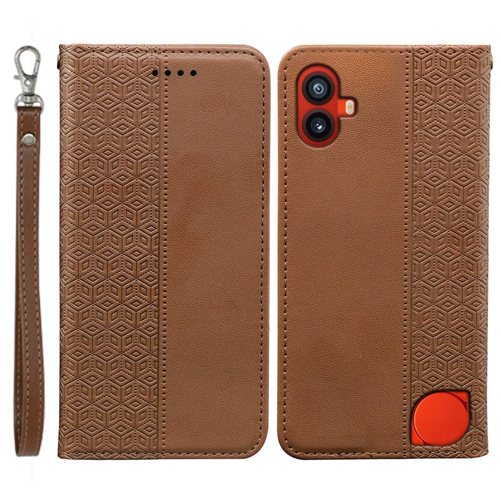 Nothing CMF Phone 1 Wallet-Handyhülle – Mit kariertem Muster, Klappdeckel aus Leder mit Handschlaufe