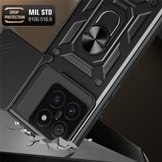Xiaomi 14T Handyhülle – mit verschiebbarem Kameradeckel, PC + TPU-Kickstand