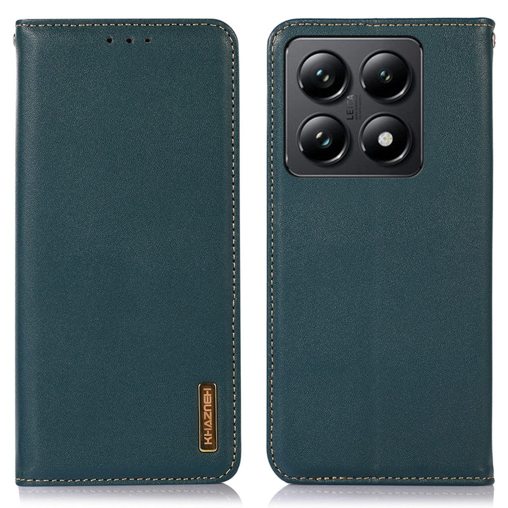 KHAZNEH For Xiaomi 14T Case Genuine Cow Leather Wallet Phone Cover Nappa Texture