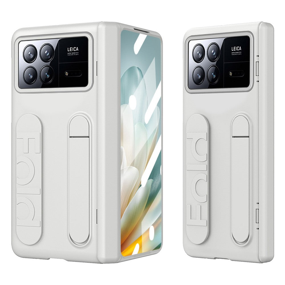 For Xiaomi Mix Fold 3 5G Case Kickstand Wristband PC Phone Cover with Tempered Glass Film
