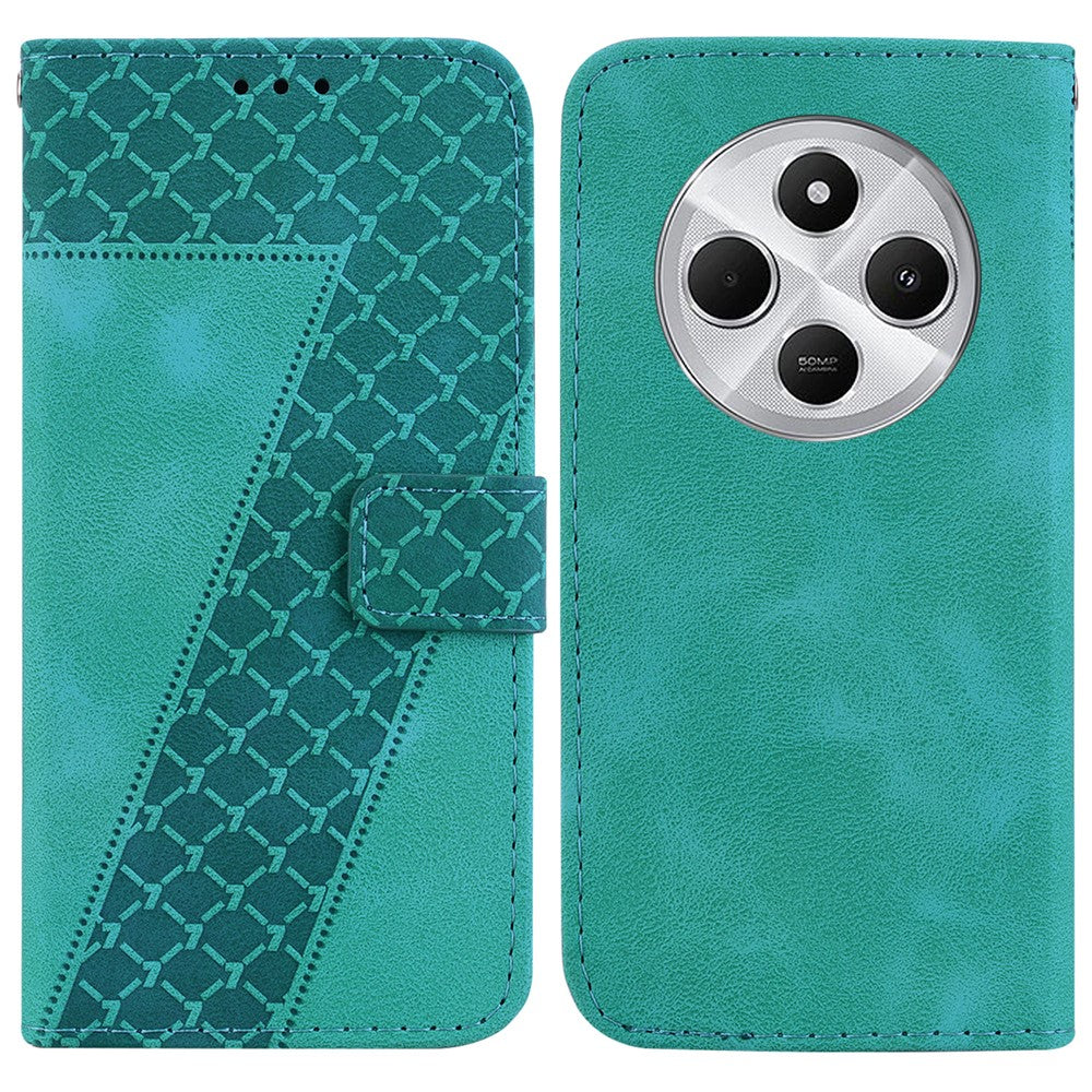 For Xiaomi Poco C75 4G / Redmi 14R 5G / 14C 4G Stand Case 7-Shaped Pattern Imprint Leather Phone Cover
