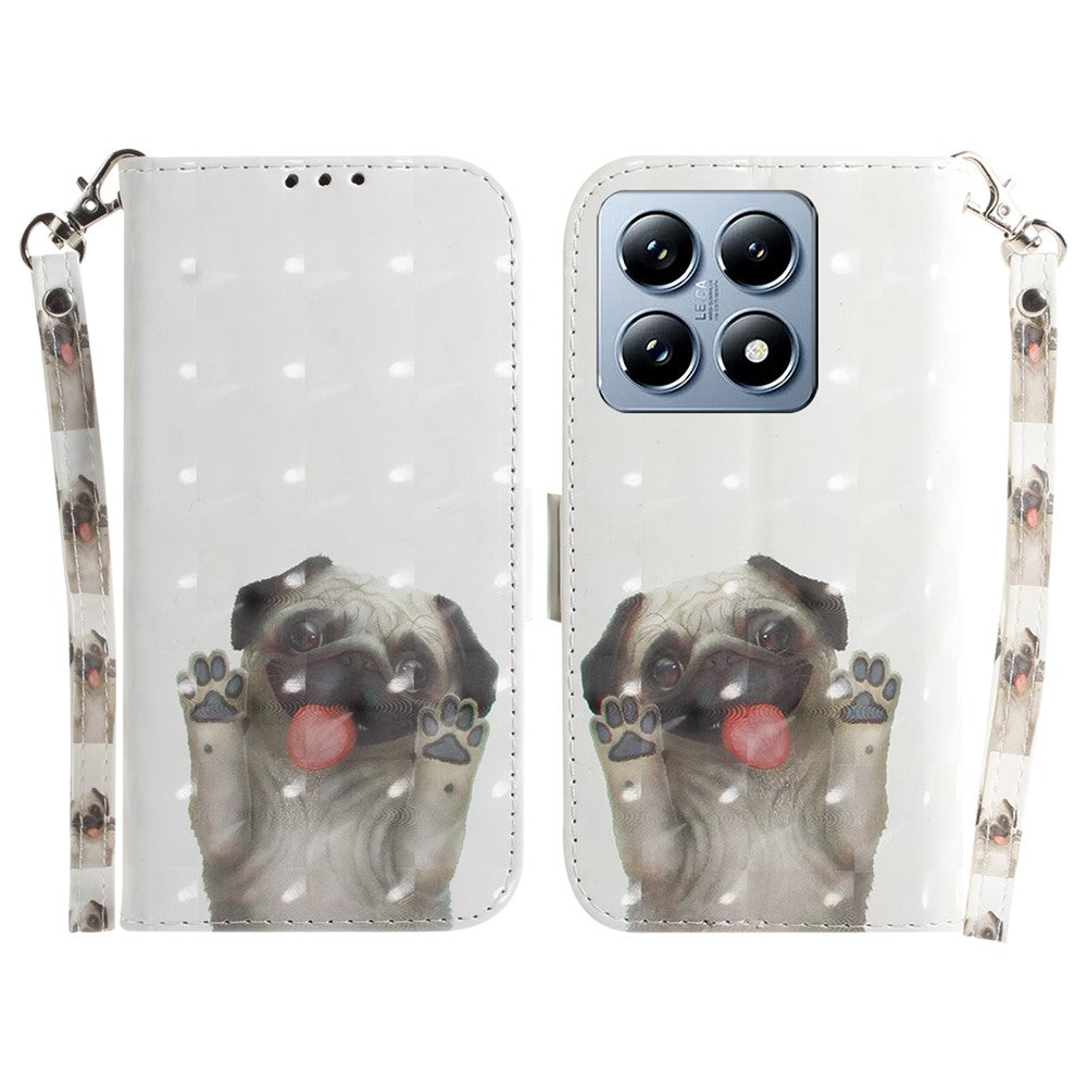 For Xiaomi 14T Case Pattern Printing Leather Wallet Phone Cover with Wrist Strap