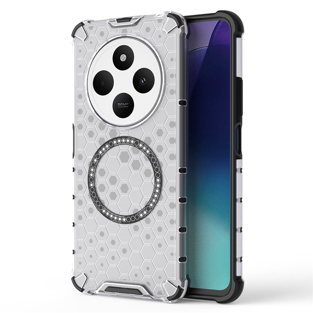 For Xiaomi Poco C75 4G / Redmi 14R 5G / 14C 4G Magnetic Case Honeycomb Design TPU+PC Phone Cover