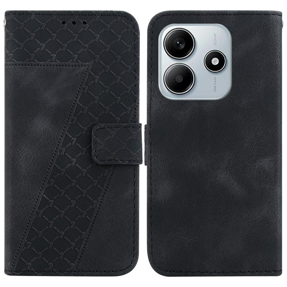 For Xiaomi Redmi Note 14 5G Stand Case 7-Shaped Pattern Imprint Leather Phone Cover