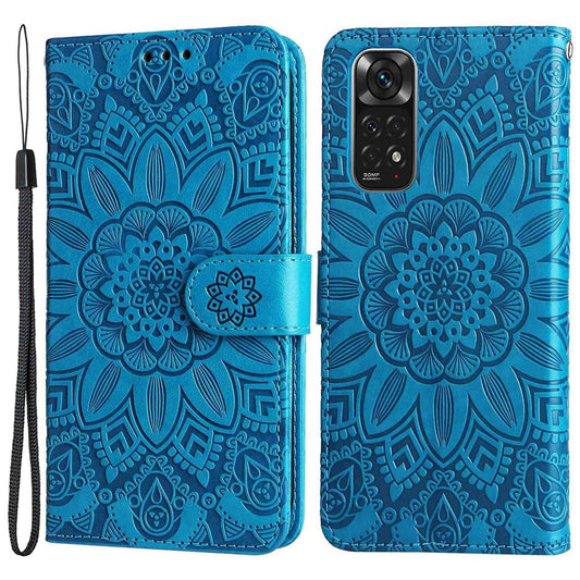 For Xiaomi Redmi Note 11 4G (Qualcomm) / Note 11S 4G PU Leather Sunflower Imprinted Case Magnetic Clasp Phone Stand Wallet Cover
