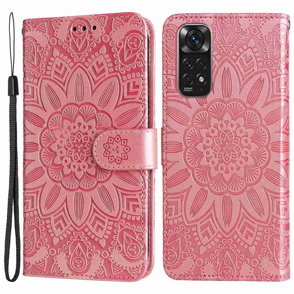 For Xiaomi Redmi Note 11 4G (Qualcomm) / Note 11S 4G PU Leather Sunflower Imprinted Case Magnetic Clasp Phone Stand Wallet Cover