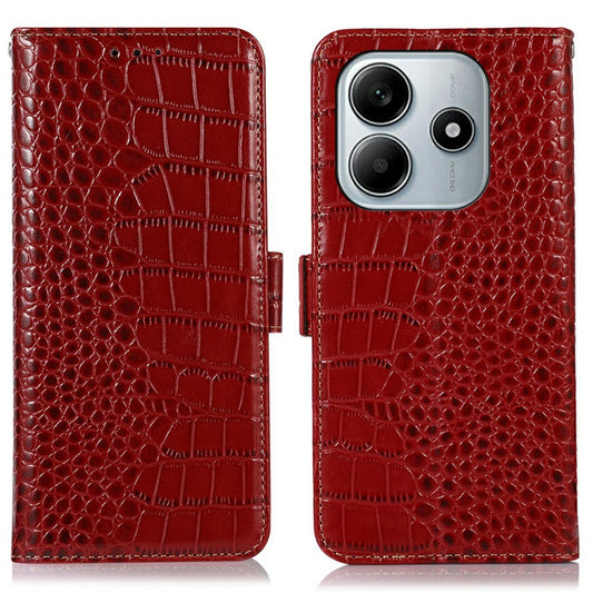 Xiaomi Redmi Note 14 5G Handyhülle – mit Krokodilstruktur, echtes Rindsleder