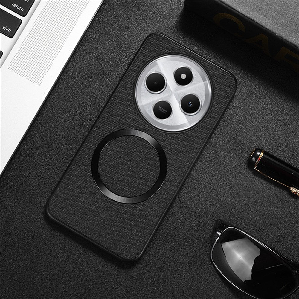 Magnetic Phone Case For Xiaomi Redmi 14C 4G / 14R 5G / Poco C75 4G Drop-Proof TPU+Cloth Back Cover