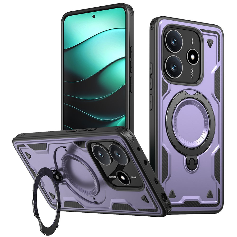 For Xiaomi Redmi Note 14 5G Magnetic Case Military Protection PC+TPU Kickstand Phone Cover