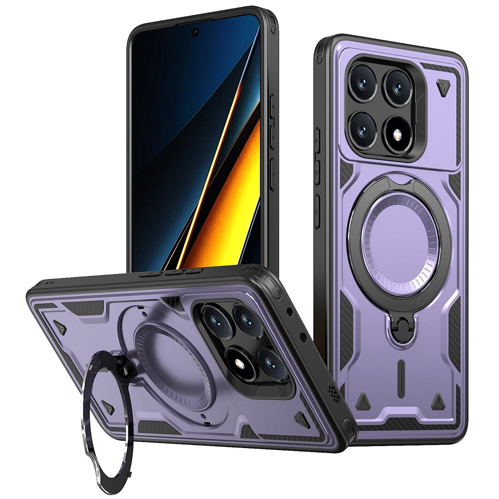 For Xiaomi Poco X6 Pro 5G / Redmi K70E 5G Magnetic Case Military Protection PC+TPU Kickstand Phone Cover