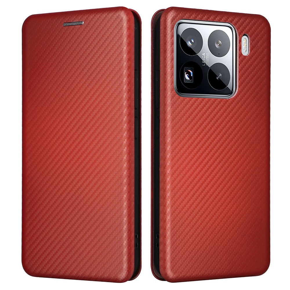 For Xiaomi 15 Pro Case Carbon Fiber Texture Drop-Proof PU Leather Phone Cover