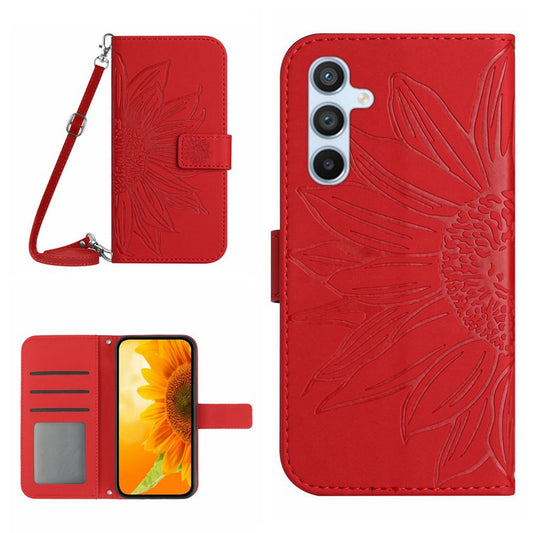 Galaxy A56 5G / M56 5G Wallet-Hülle – Sonnenblume aufgedruckt, mit Ständer & Riemen