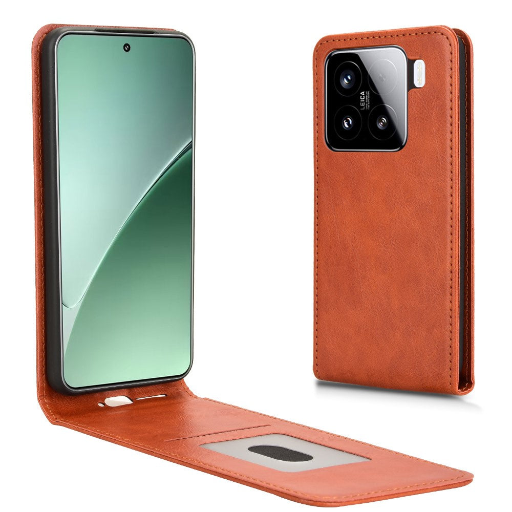 For Xiaomi 15 Pro Case with Card Slot Magnetic Vertical Flip Leather Phone Cover