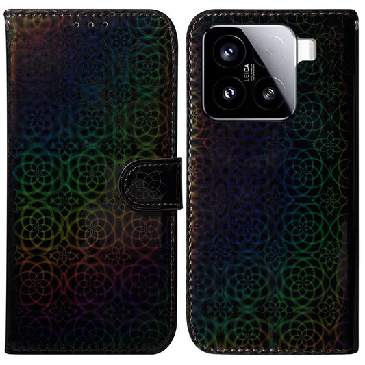 Xiaomi 15 Handyhülle – Standfunktion- schillernde Blumen-Leder