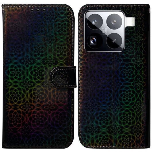 Xiaomi 15 Pro Handyhülle – Standfunktion- schillernde Blumen-Leder
