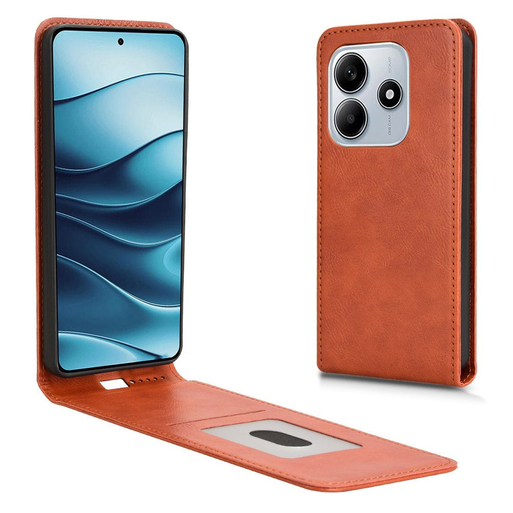 For Xiaomi Redmi Note 14 5G Case with Card Slot Magnetic Vertical Flip Leather Phone Cover