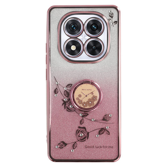 Xiaomi Redmi Note 14 Pro 5G / Xiaomi Poco X7 5G Handyhülle – KADEM Poco X7 5G Ring Ständer TPU Blumen Farbverlauf Glitzer