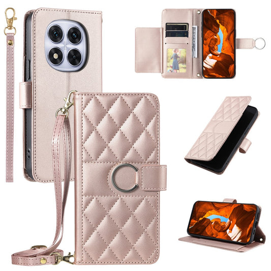 Xiaomi Redmi Note 14 Pro 5G / Xiaomi Redmi Note 14 Pro+ 5G / Xiaomi Poco X7 5G Handyhülle – Note 14 Pro 5G / Poco X7 5G Umhängetasche aus Leder mit Ringschnalle, Brieftaschenständer, Raute, mobile Abdeckung