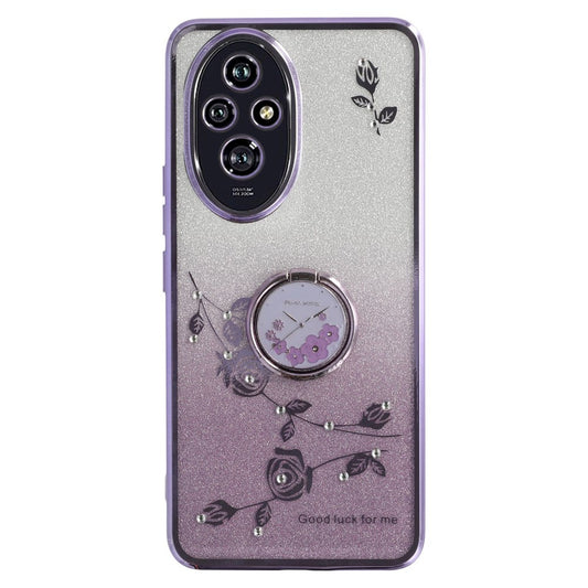 Honor 200 5G Handyhülle – KADEM Ring Ständer TPU Blumen Farbverlauf Glitzer