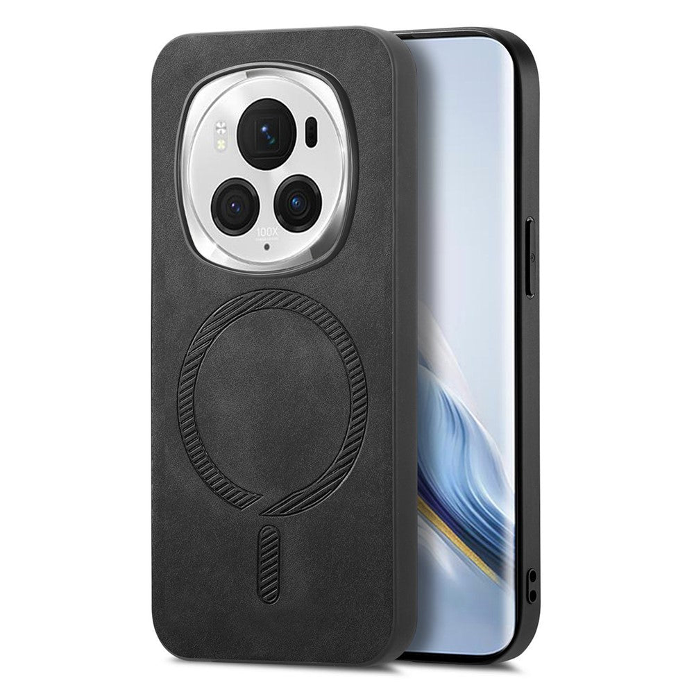 Honor Magic6 Pro 5G Handyhülle – Magnetische Leder-Rückseite, hautfreundlich