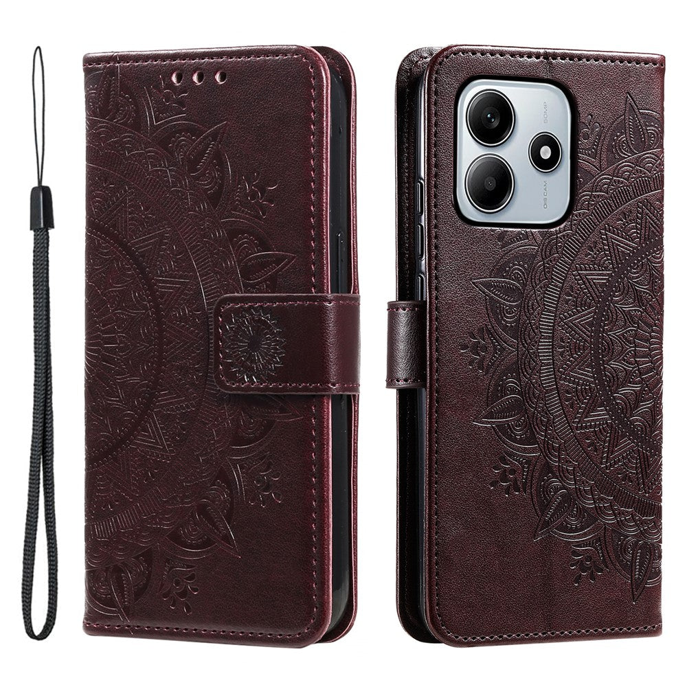 For Xiaomi Redmi Note 14 4G (163.25mm) Stand Case Imprinted Totem PU Leather Wallet Phone Cover