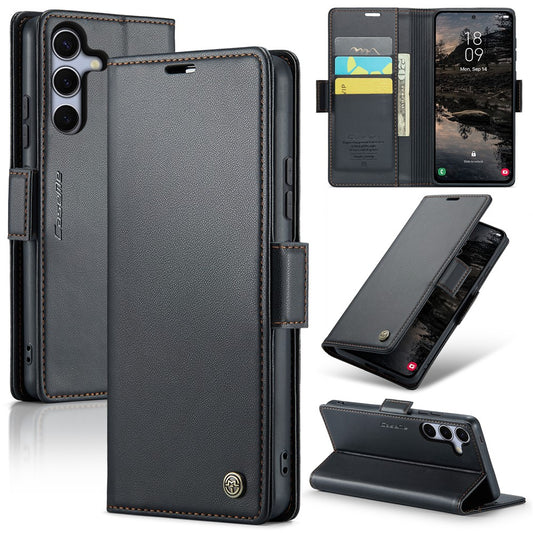 Galaxy S25 Plus Glänzende Wallet-Hülle – RFID-Schutz & Ständer