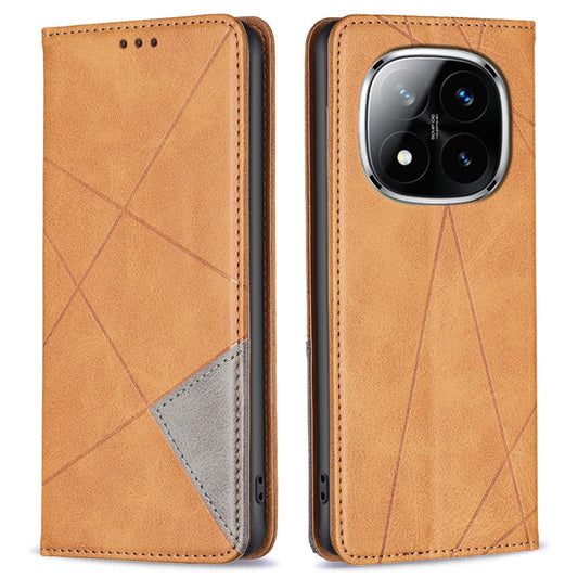 Xiaomi Redmi Note 14 Pro 4G Handyhülle – Kartenfächer, Geometrie-Aufdruck, Leder