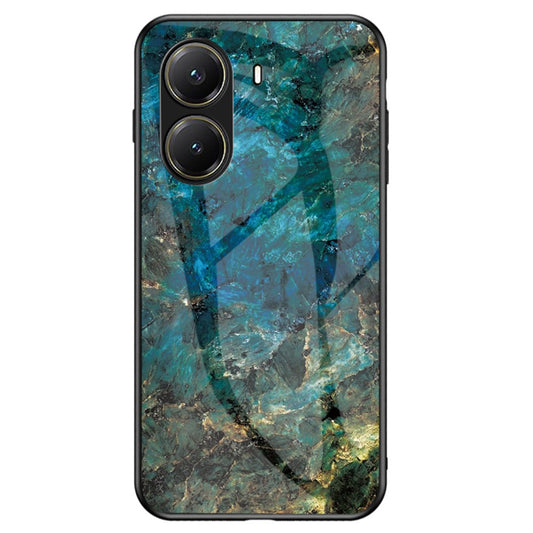 For Xiaomi Poco X7 Pro 5G / Redmi Turbo 4 5G Case Marble Pattern Tempered Glass + PC + TPU Protective Phone Cover