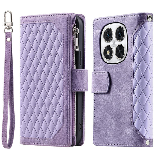 Xiaomi Redmi Note 14 Pro 4G Handyhülle – Style 005 Brieftaschenetui Rautensteppung Line PU-Leder