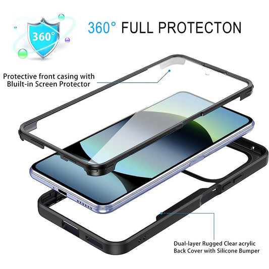 Xiaomi Redmi Note 14 5G Handyhülle – Gehäuse aus Acryl + transparenter TPU- mit PET-Bildschirmfolie