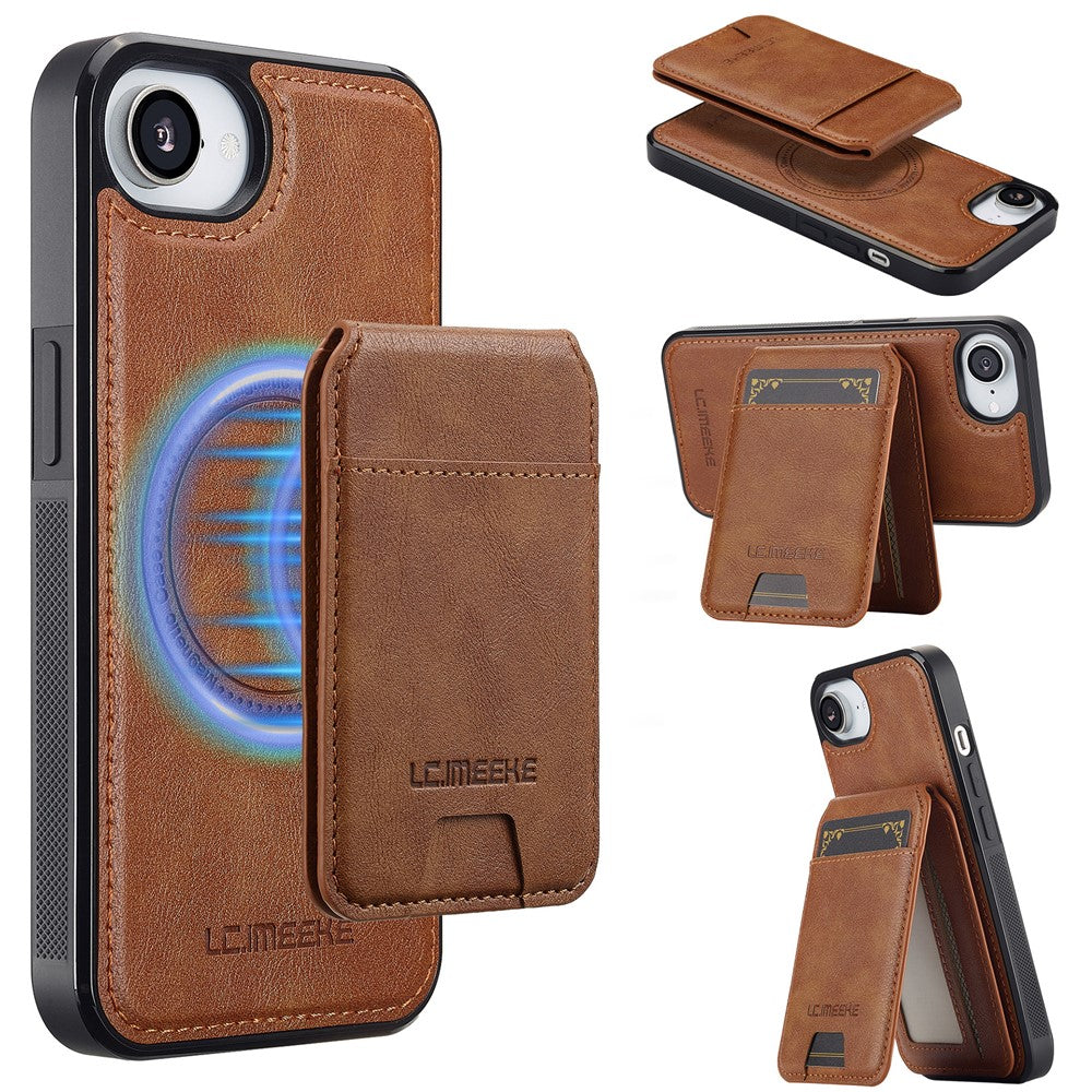 LC.IMEEKE L3 For iPhone 17e / 16e Magnetic Case Detachable Card Holder Leather TPU Mobile Cover