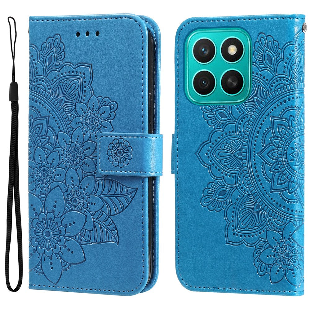 For Honor X8c 4G Case Floral Pattern PU Leather Wallet Stand Phone Cover