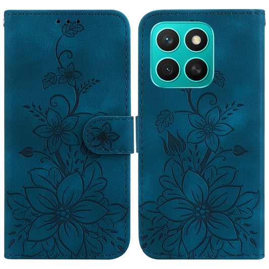 Honor X8c 4G Handyhülle – Lily Flower Imprint Leder- mit Ständer