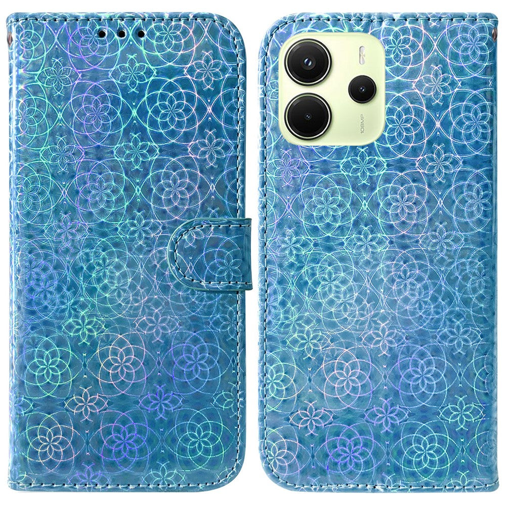 For Xiaomi Redmi Note 14 4G (164.84mm) Stand Case Dazzling Flower Leather Phone Cover