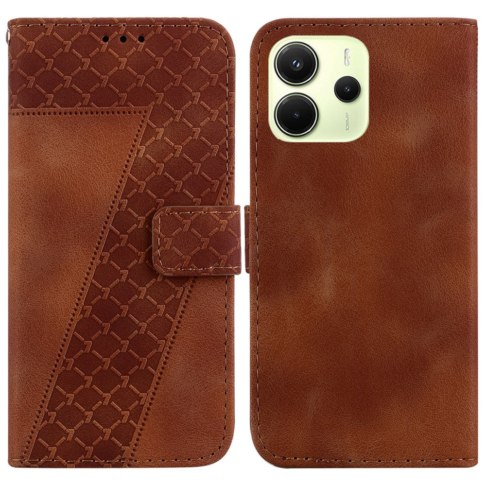 For Xiaomi Redmi Note 14 4G (164.84mm) Stand Case 7-Shaped Pattern Imprint Leather Phone Cover