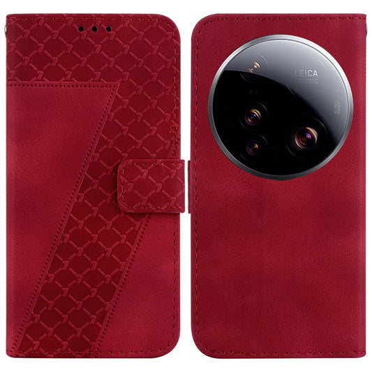 Xiaomi 15 Ultra Handyhülle – Standgehäuse mit 7-förmigem Muster-Aufdruck, Leder