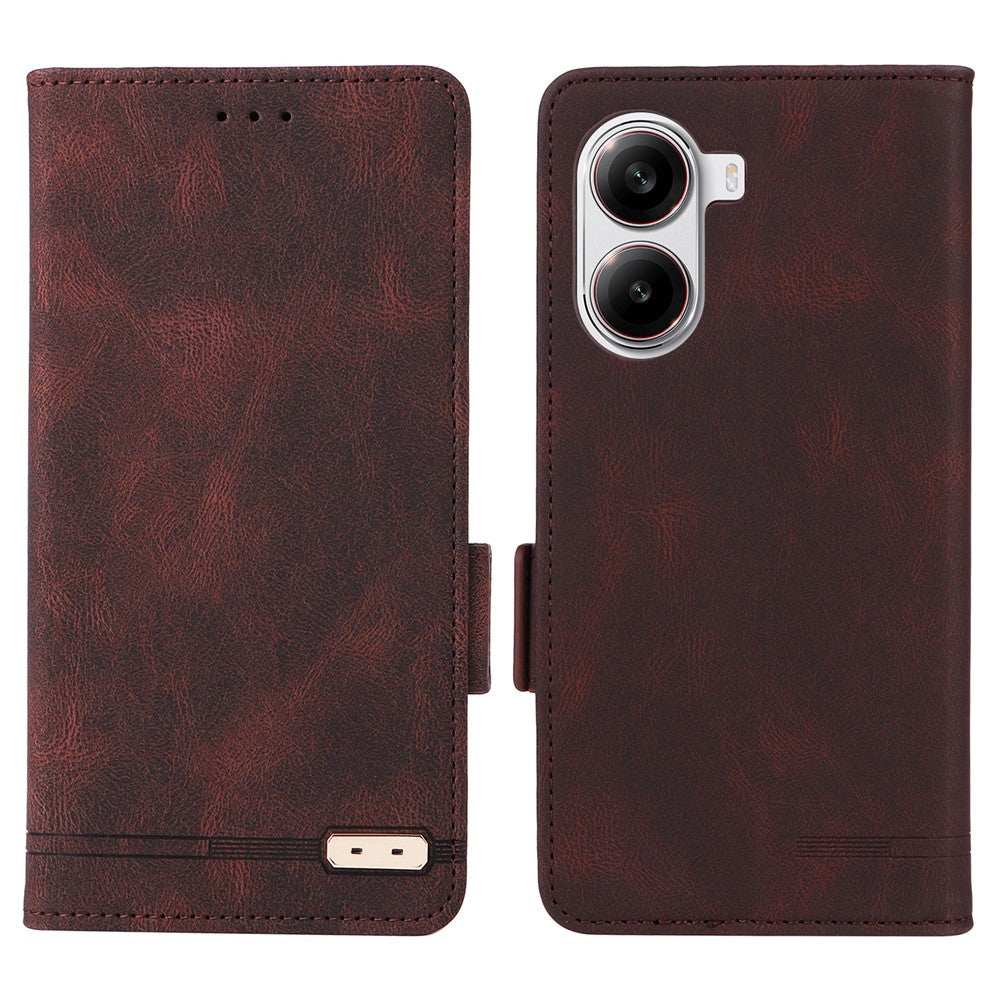 For Xiaomi Poco X7 Pro 5G / Redmi Turbo 4 5G Case Leather Wallet Flip Phone Cover with Hardware Decor