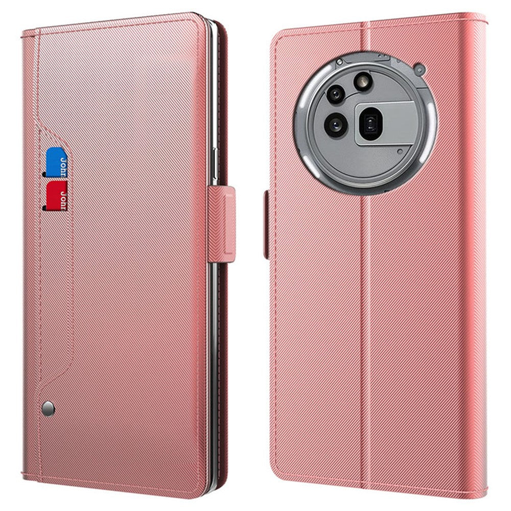 Nothing Phone (3a) Pro Wallet-Handyhülle – Aus PU-Leder mit Ständer, Kartenhalter & Spiegel