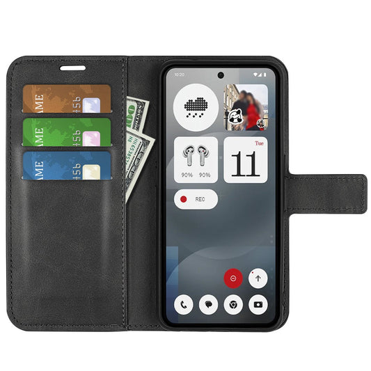 Nothing Phone (3a) Handyhülle – Aus PU-Leder & TPU, mit Kalbslederstruktur, Brieftaschen- & Ständerfunktion