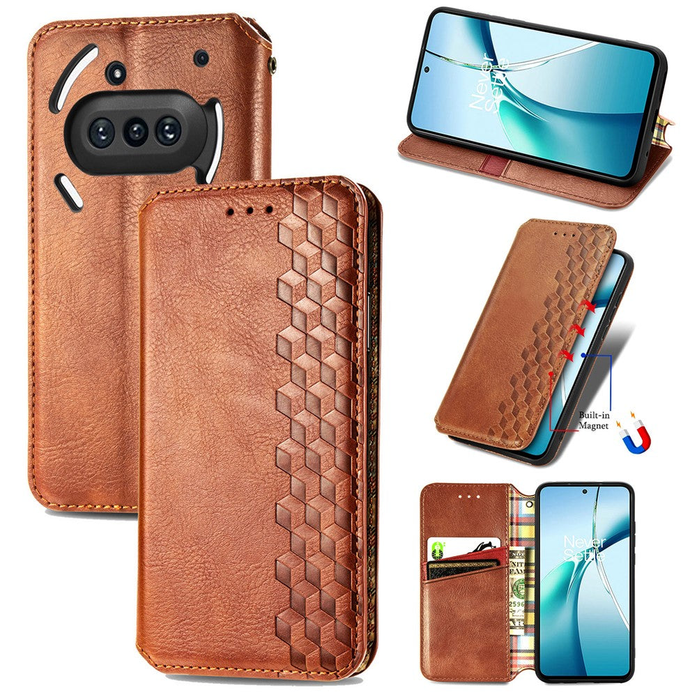 Nothing Phone (3a) Wallet-Handyhülle – Aus PU-Leder mit Rautenmuster, Brieftaschen- & Ständerfunktion