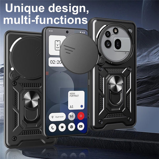 For Nothing Phone (3a) Pro Case with Slide Camera Lid PC + TPU Kickstand Phone Cover