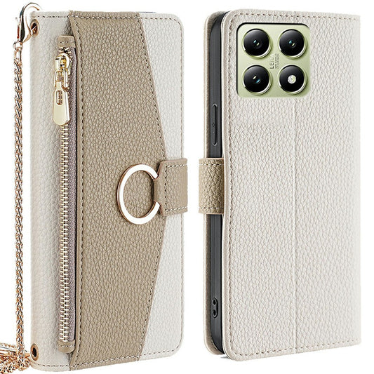 Xiaomi 14T Handyhülle – Spiegel Brieftasche Leder mit Kettenschultergurt