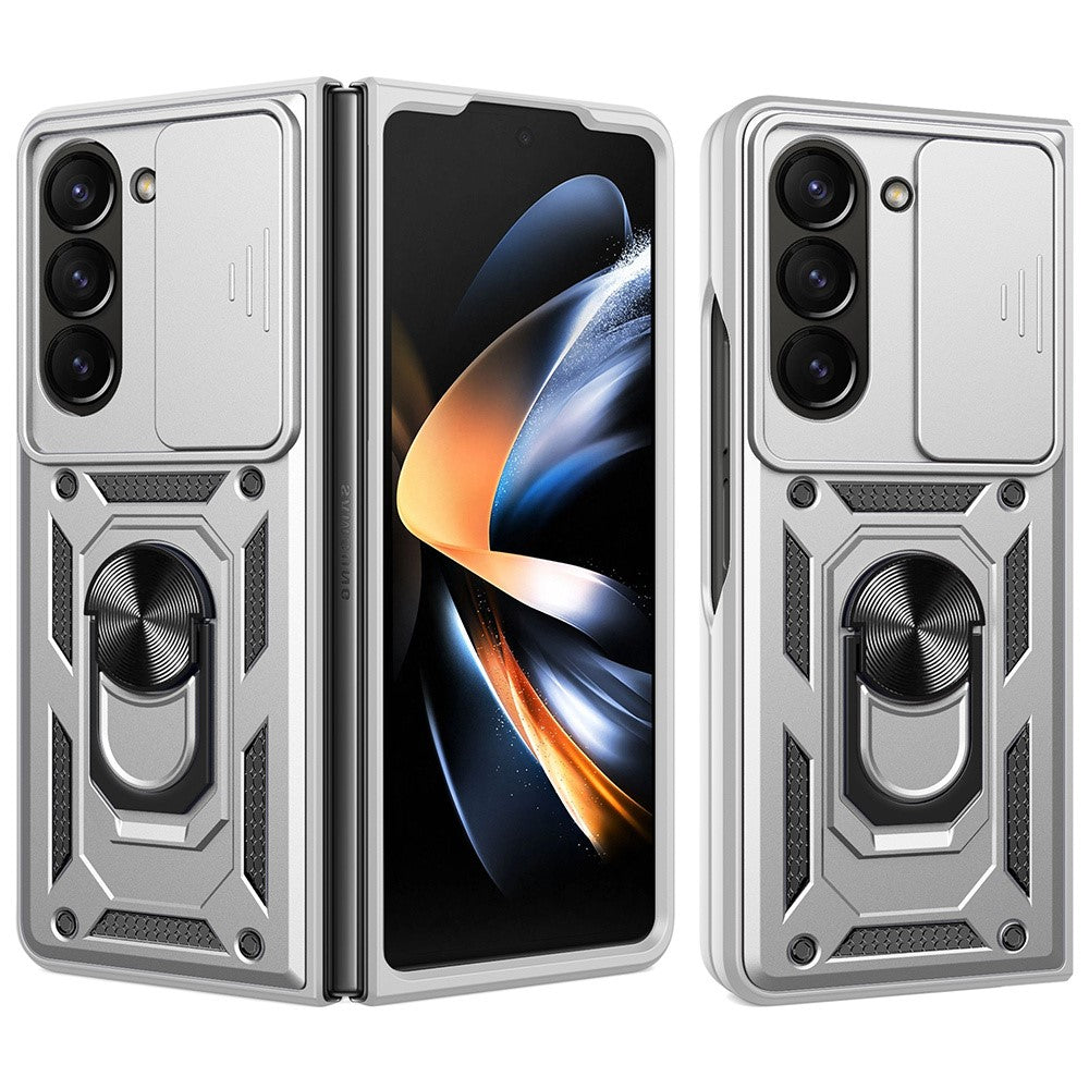 For Samsung Galaxy Z Fold7 5G Case with Slide Camera Lid PC + TPU Kickstand Phone Cover