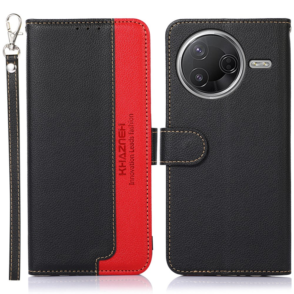 KHAZNEH Litchi Texture PU Leather Case For Xiaomi Poco F7 Pro 5G / F7 Ultra 5G / Redmi K80 Pro 5G / K80 5G RFID Blocking Wallet Phone Cover